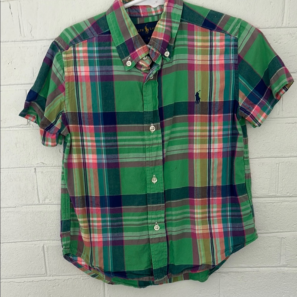 Ralph Lauren Kids Green Plaid Shirt